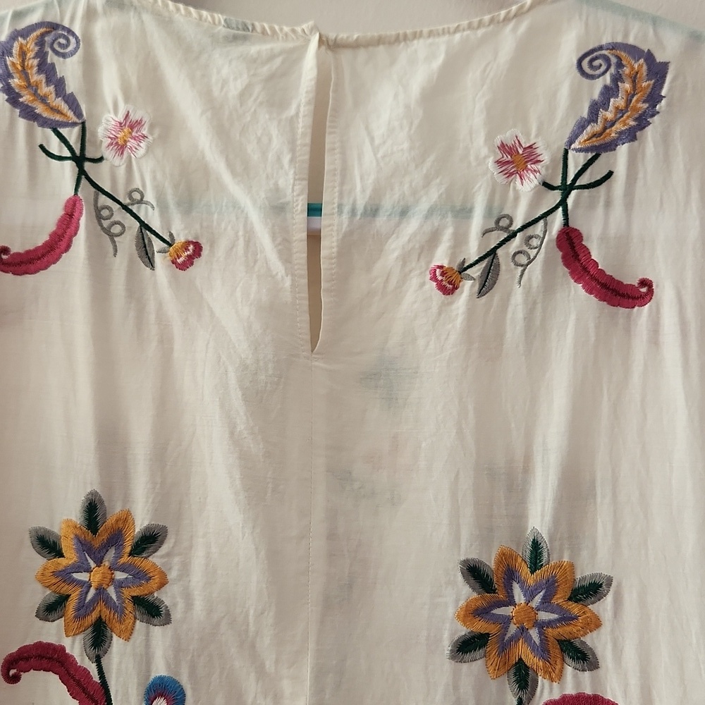 ZARA Mulberry Silk Embroidered Floral High-low Long Sleeve Mini Dress Size L - Picture 7 of 11